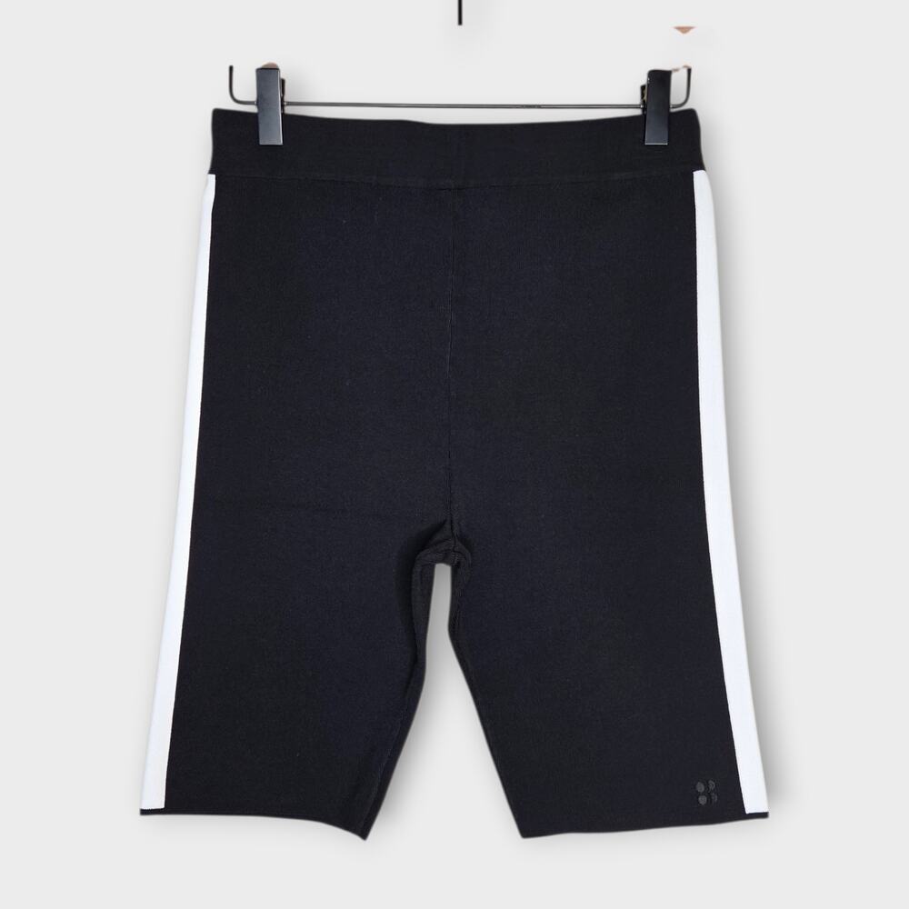 NEW Sweaty Betty Black High Rise Sporty Knitted Short Side Stripe Women's Med
